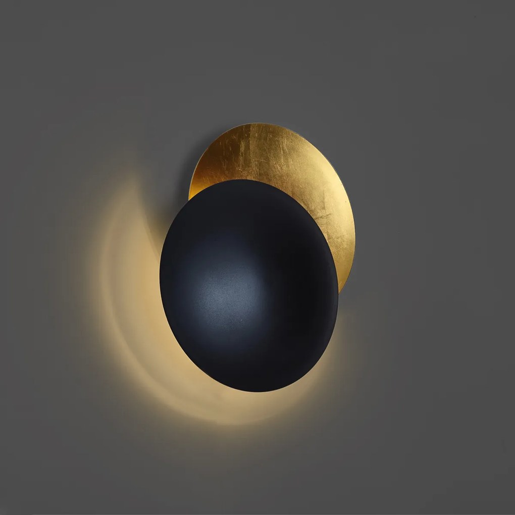 Lampada da parete moderna nera con oro 34,5 cm 2 luci - Sunrise