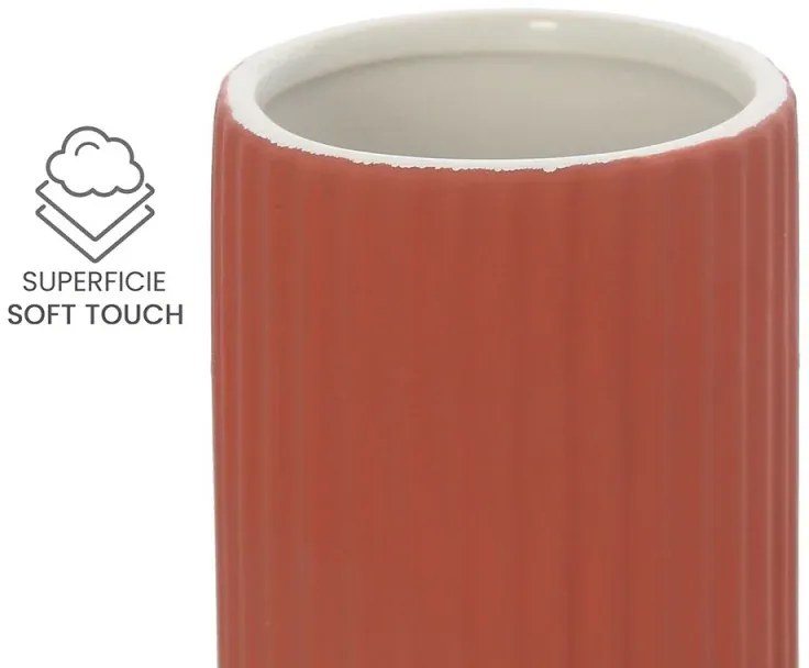 Portaspazzolini bagno dappoggio rosso in ceramica soft touch Spring