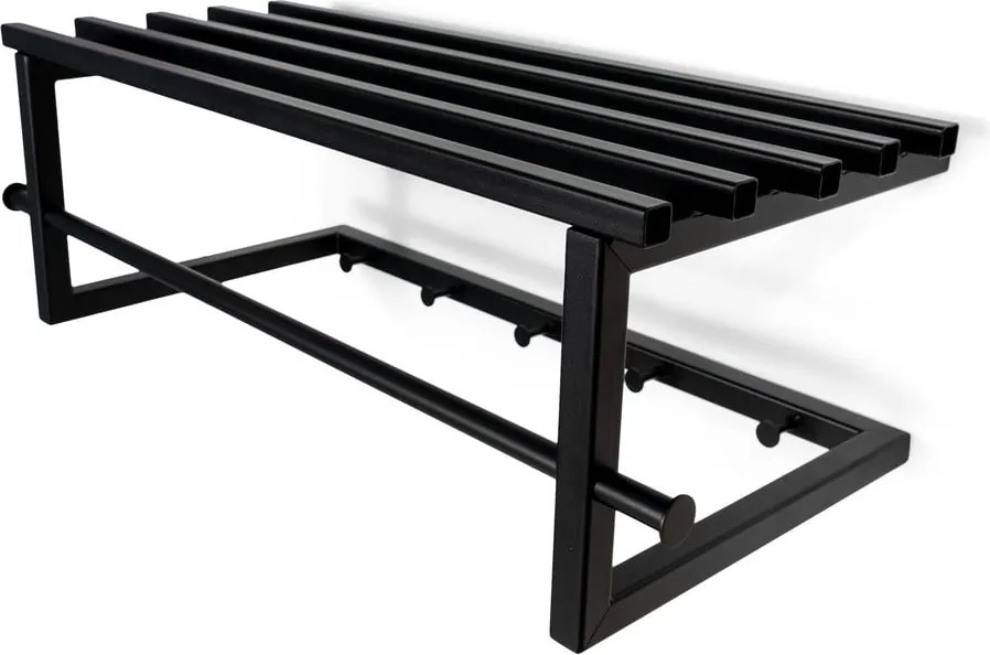 Attaccapanni da parete nero in metallo con scaffale 76 cm Marco – Spinder Design