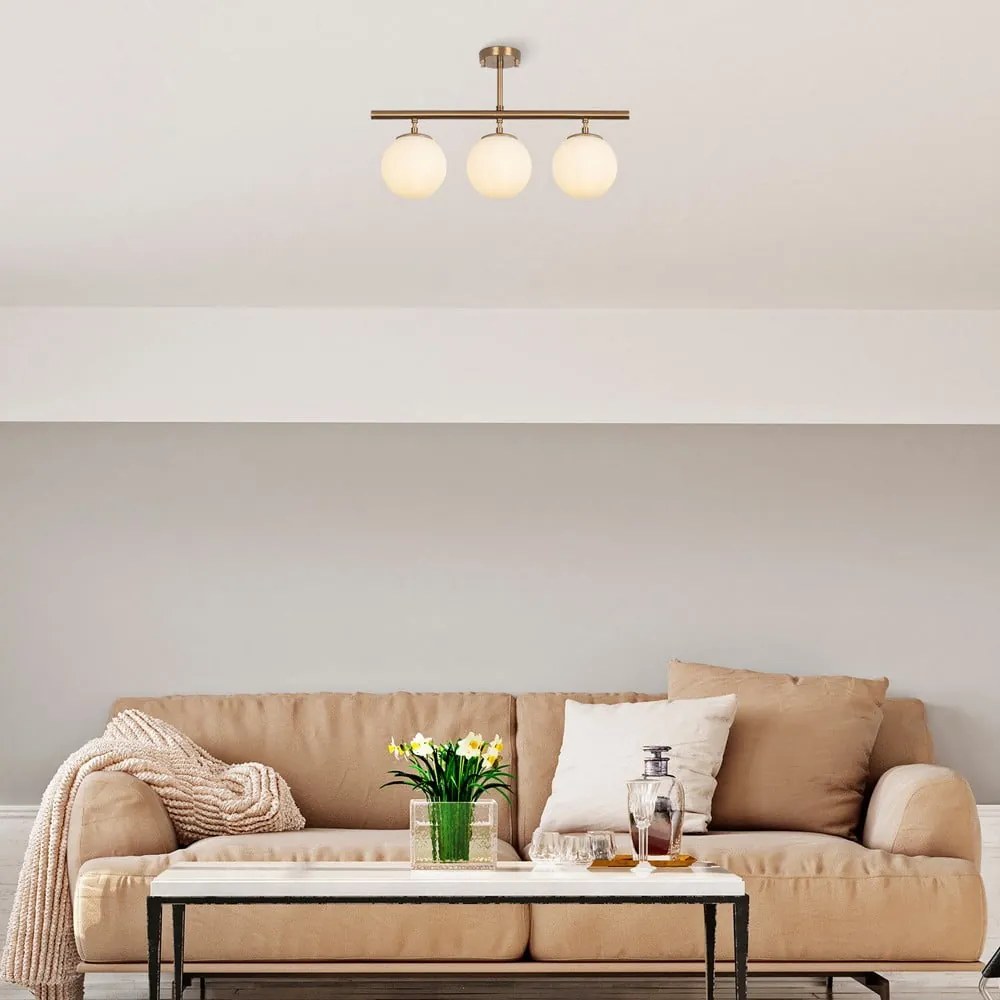 Plafoniera color bronzo con paralume in vetro ø 15 cm Atmaca – Opviq lights