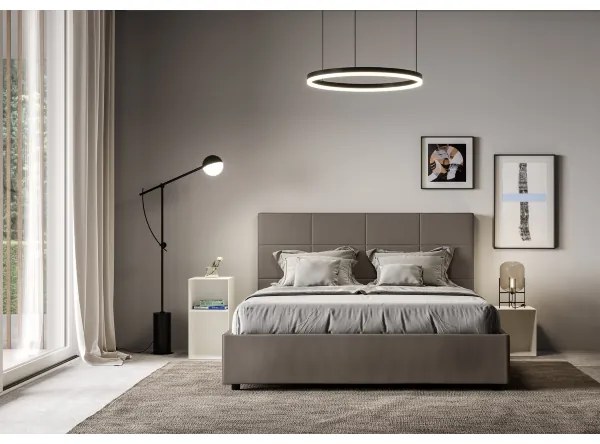 Letto con rete imbottito 160x210 similpelle cappuccino Mika