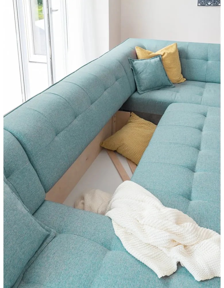 Divano letto angolare turchese (angolo destro/"U") Dazzling Daisy - Miuform