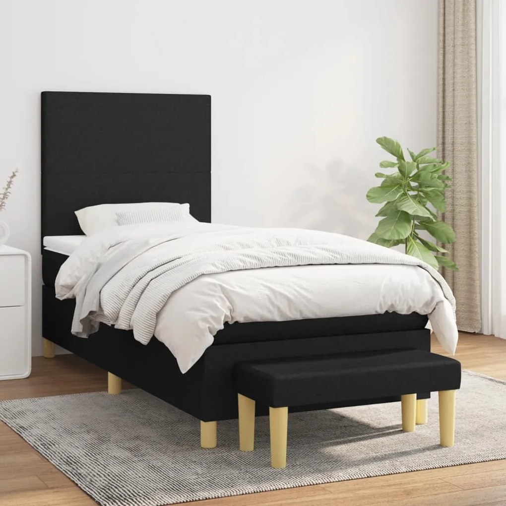 Giroletto A Molle Con Materasso Nero 90x200 Cm İn Tessuto /