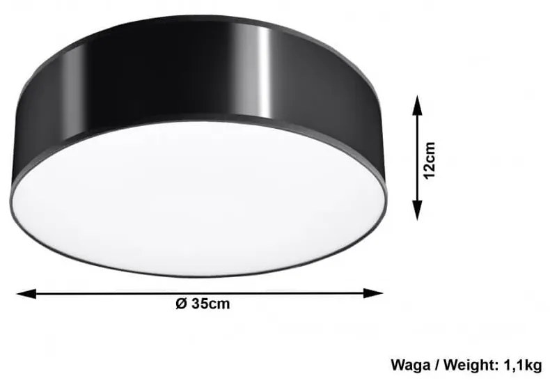 Plafoniera da Soffitto Tonda in PVC 2xE27 ARENA 35 Nera da interno Colore del corpo Nero