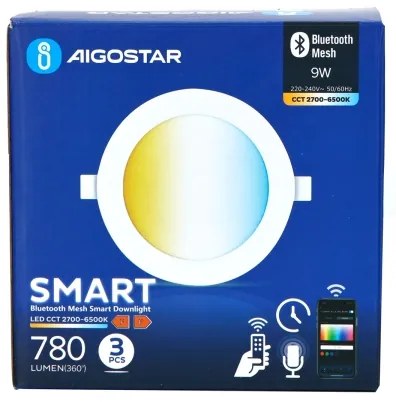 Aigostar-SET 3x Lampada da incasso LED dimmerabile MESH 9W/230V 2700K-6500K diametro 14,5 cm