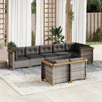 Set Divano da Giardino 8 pz con Cuscini Grigio in Polyrattan 3261888