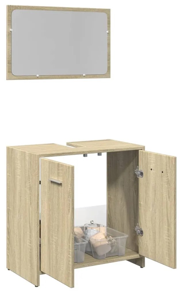Set Mobili Da Bagno 2 Pz Rovere Sonoma İn Legno Multistrato /