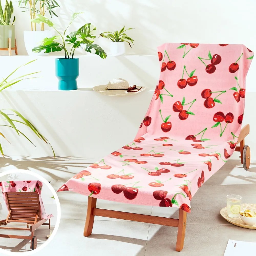 Telo mare rosa in cotone 78x200 cm Cherries – Catherine Lansfield