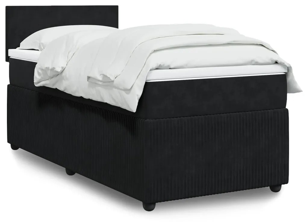 Giroletto A Molle Con Materasso Nero 100x200 Cm İn Velluto /