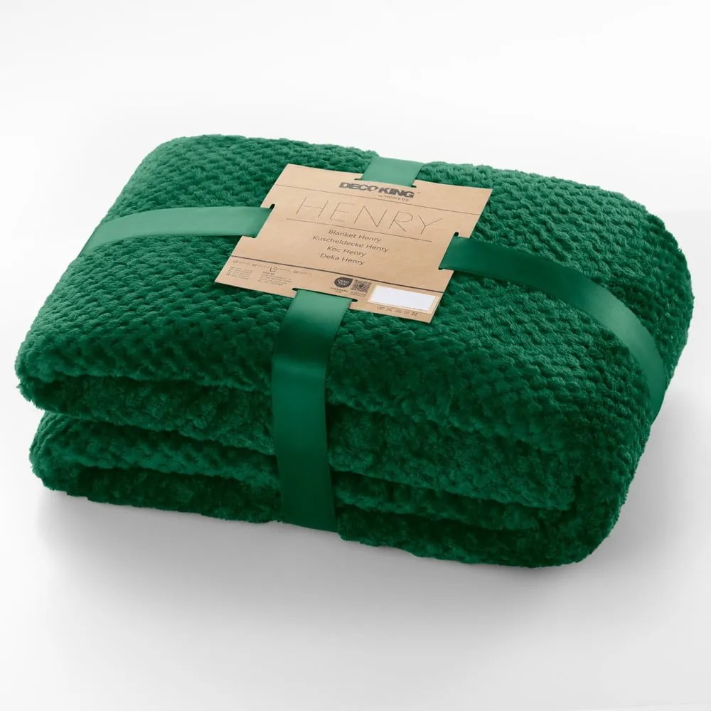 Coperta in microfibra verde scuro, 220 x 240 cm Henry - DecoKing