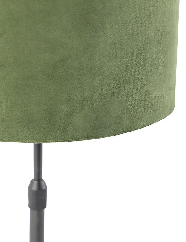 Lampada da tavolo nera con paralume in velluto verde con oro 25 cm - Parte