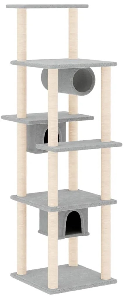 Albero per gatti con tiragraffi in sisal grigio chiaro 169 cm