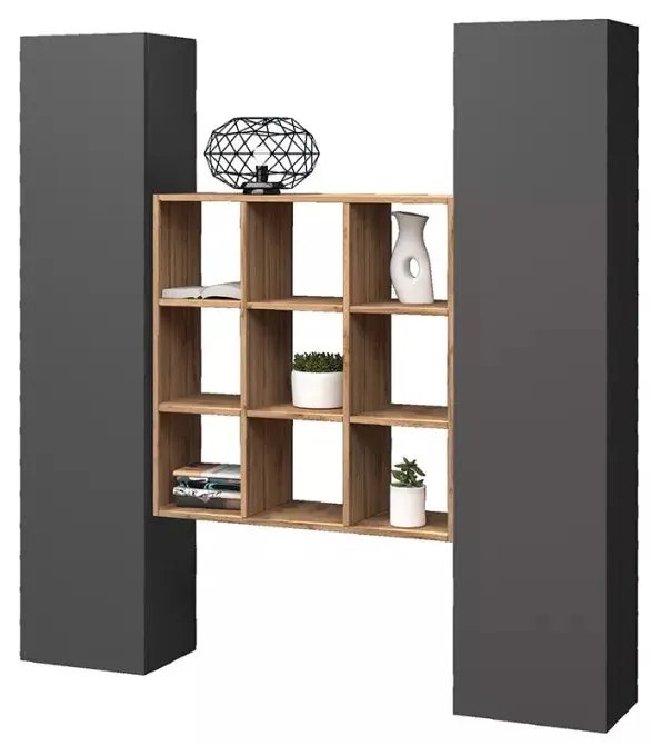Parete Attrezzata Sospesa Lunia - Libreria Rovere, Made in Italy