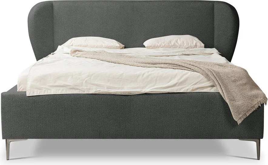 Letto matrimoniale imbottito grigio scuro con rete inclusa 180x200 cm Makana – Makamii