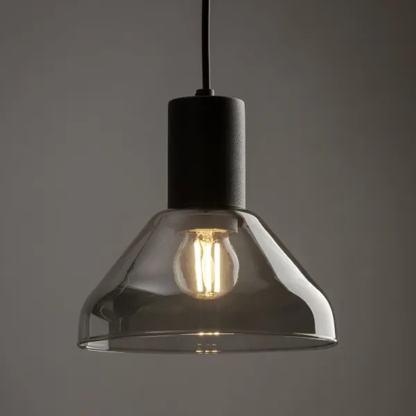 Lampadario a sospensione con filo per sistema a binario trifase NEO 1xE27/15W/230V nero/fumé nero