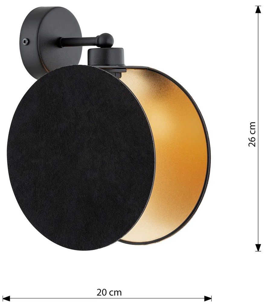 Applique 1 Luce Moderna Nut In Acciaio Nero E Oro