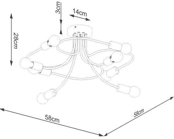 Sollux SL.1457 - Lampadario a sospensione con supporto rigido LEVAR 8xE27/15W/230V nero
