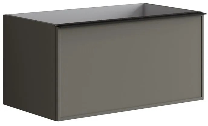 Mobile da bagno sotto lavabo Pixel frame frontale grigio carbone e maniglia alluminio nero laccato opaco L 80 x H 40 x P 45.5 cm 2 cassetti, lavabo non incluso