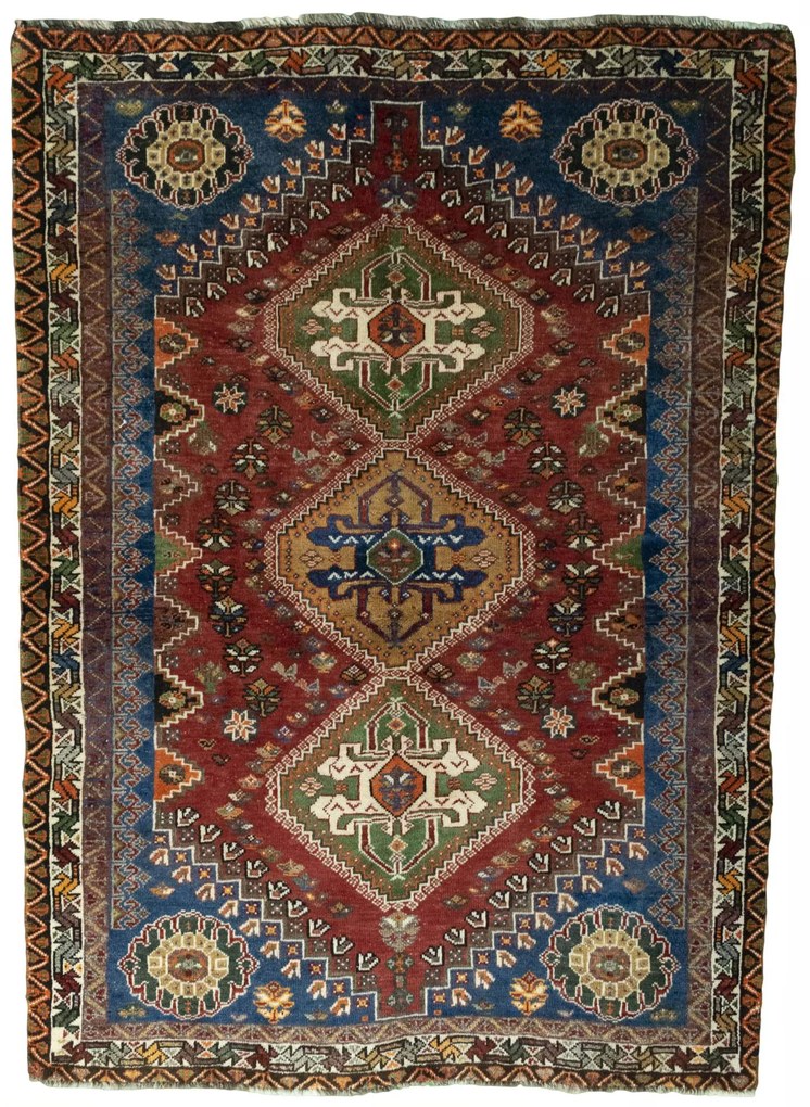 Shiraz Tappeto 170x120 Rosso (Iran) Annodato A Mano