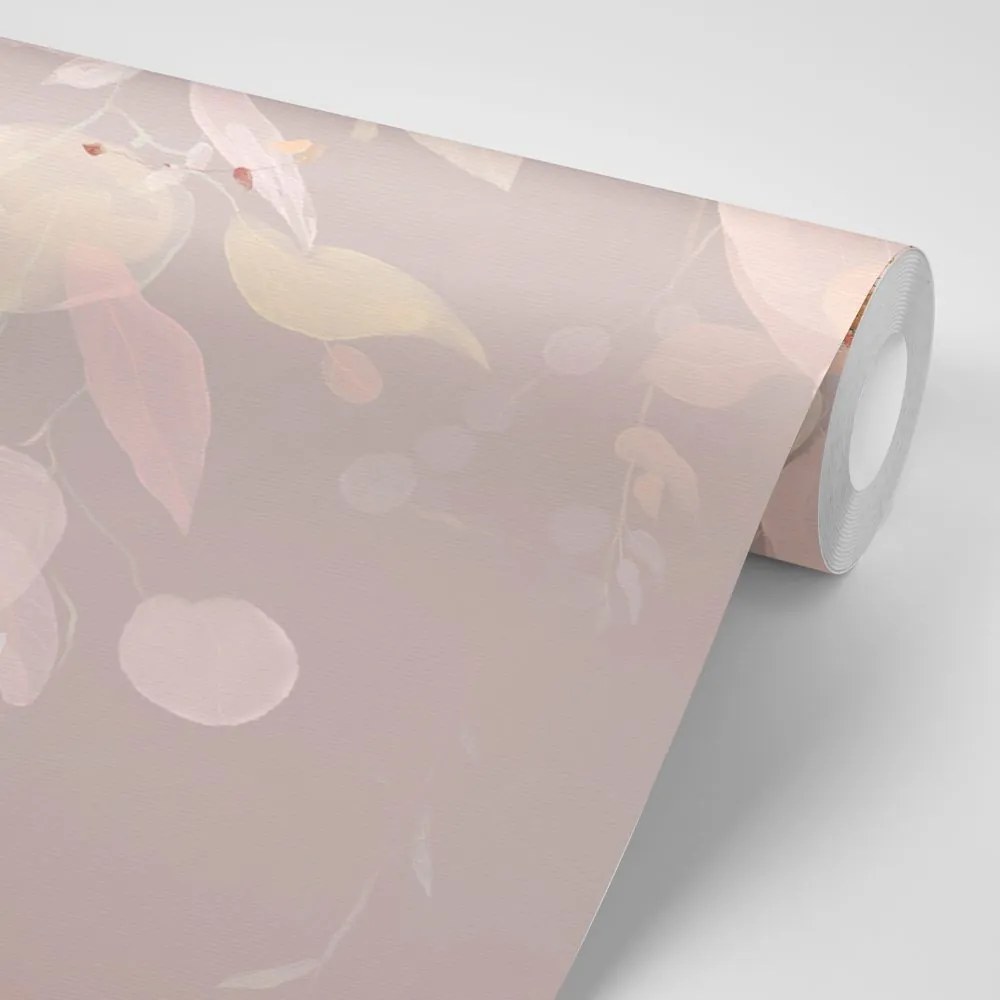Carta da parati – Foglie Delicate in Abito Scuro