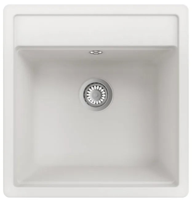 Lavello sopratop 1 vasca DELINIA Onega quarzo L 51 x L 49 cm bianco