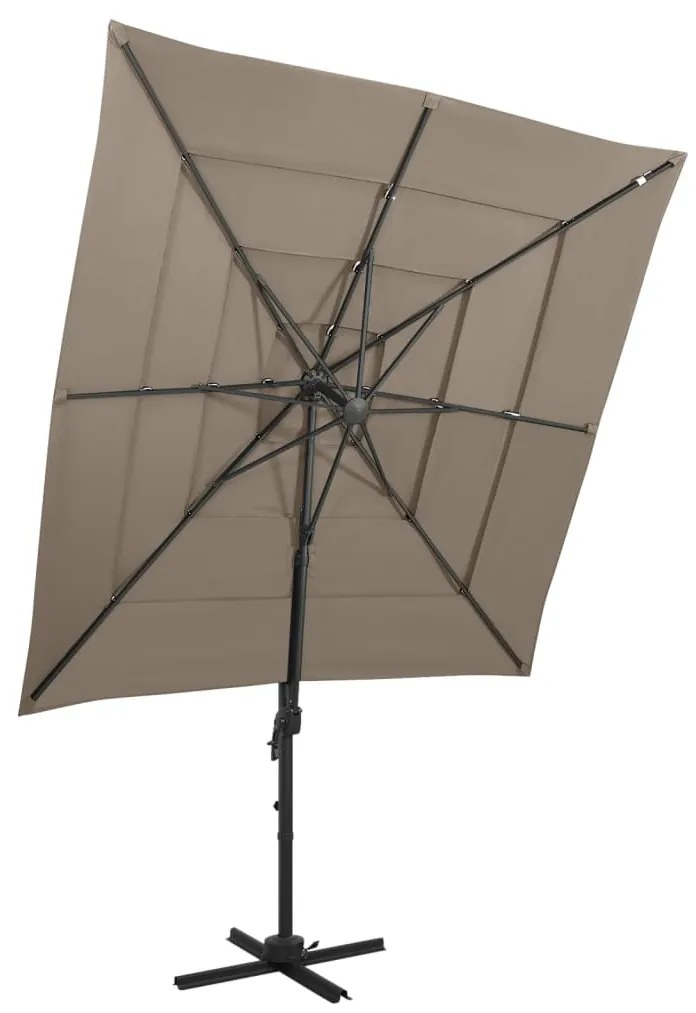 Ombrellone A Sbalzo 4 Livelli Palo Alluminio 250x250 Cm Tortora /