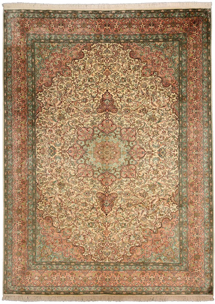 Cashmere Silk Tappeto orientale 220x300 Beige (Indian) Annodato A Mano