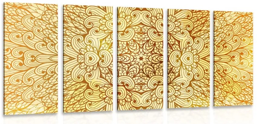 Quadri 5 pezzi – Mandala etnica dorata
