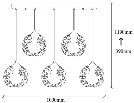Lampadario su filo FELLINI 5xE27/100W/230V