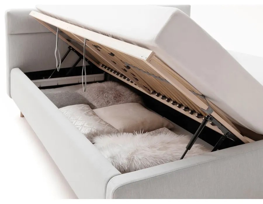 Letto matrimoniale imbottito grigio chiaro con contenitore con rete inclusa 180x200 cm Lotte – Meise Möbel