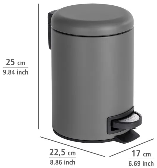 WENKO 22148100 - Cestino LEMAN 17x25 cm grigio/nero