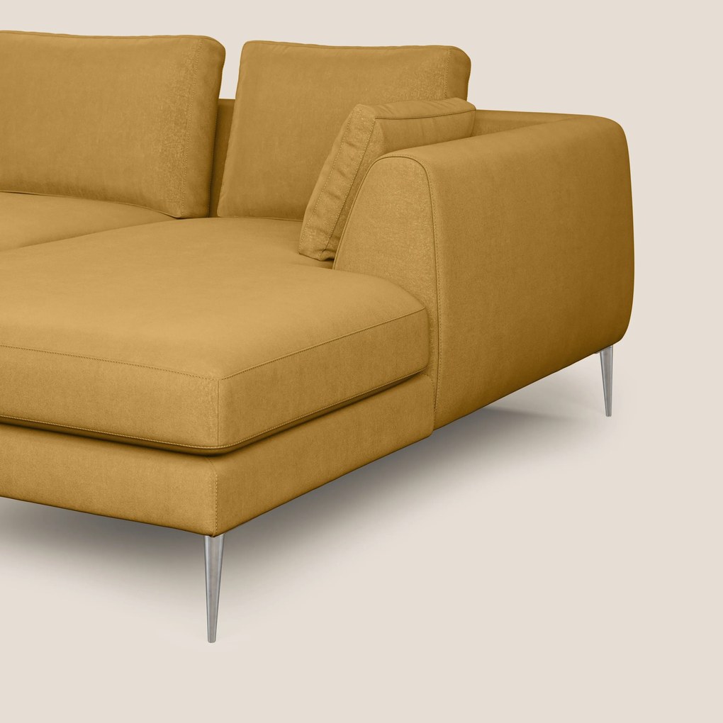 Plano divano moderno angolare con penisola in microfibra smacchiabile T11 giallo