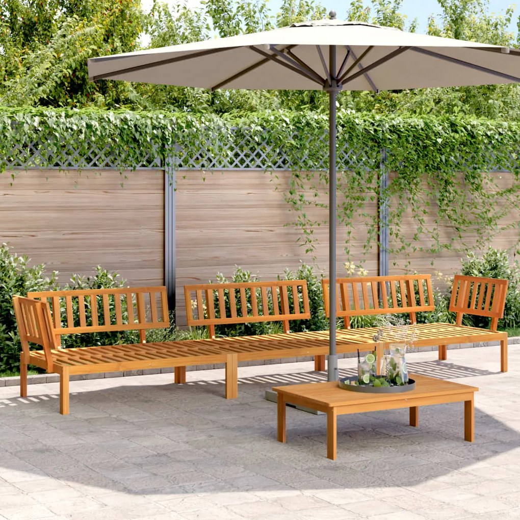 Set divano pallet da giardino 4 pz in legno massello di acacia