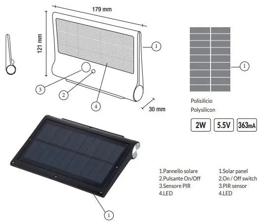 Vivida solar panel 8w 280lm ip44 6000k