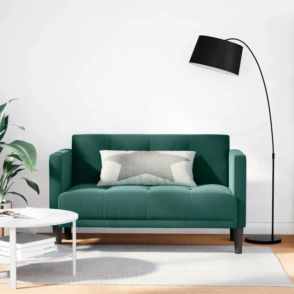 Divano Divanetto Verde Scuro 111 Cm İn Velluto /