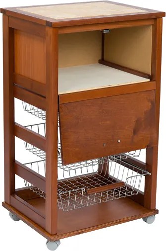Carrello cucina portafrutta con portapane NOCE
