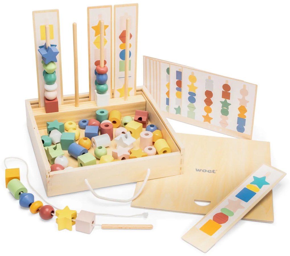 Gioco di smistamento con perline in legno