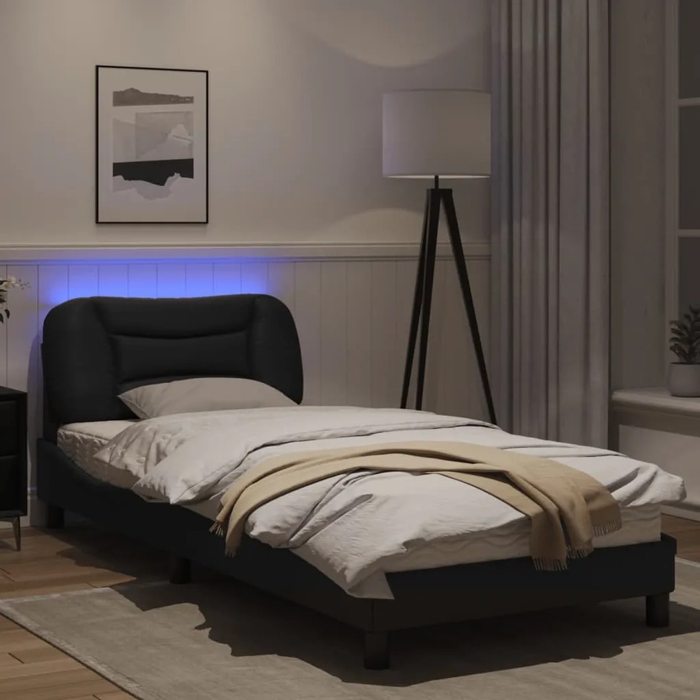 Giroletto con luci led nero 90x200 cm in similpelle