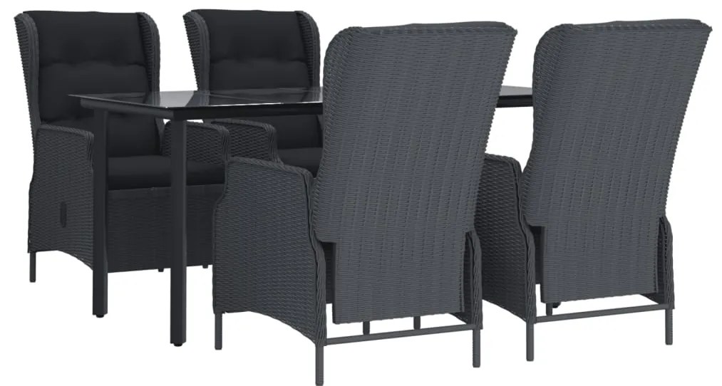 Set da pranzo da giardino 5 pz grigio scuro in polyrattan