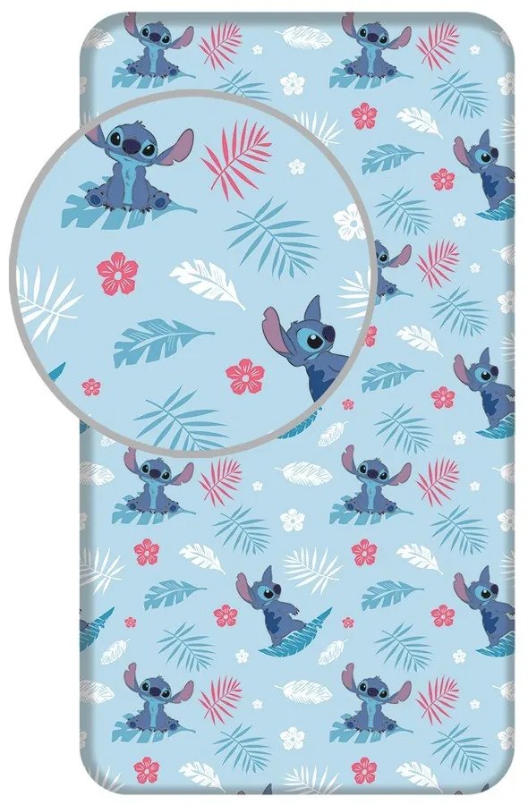 Lenzuolo con angoli per bambini blu in cotone per letto singolo 90x200 cm Lilo &amp; Stitch "Blue" – Jerry Fabrics