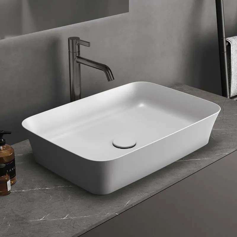 Lavabo da appoggio IDEAL STANDARD rettangolare piletta non inclusa in ceramica L 55 x H 12.5 x P 38 cm bianco piletta non inclusa