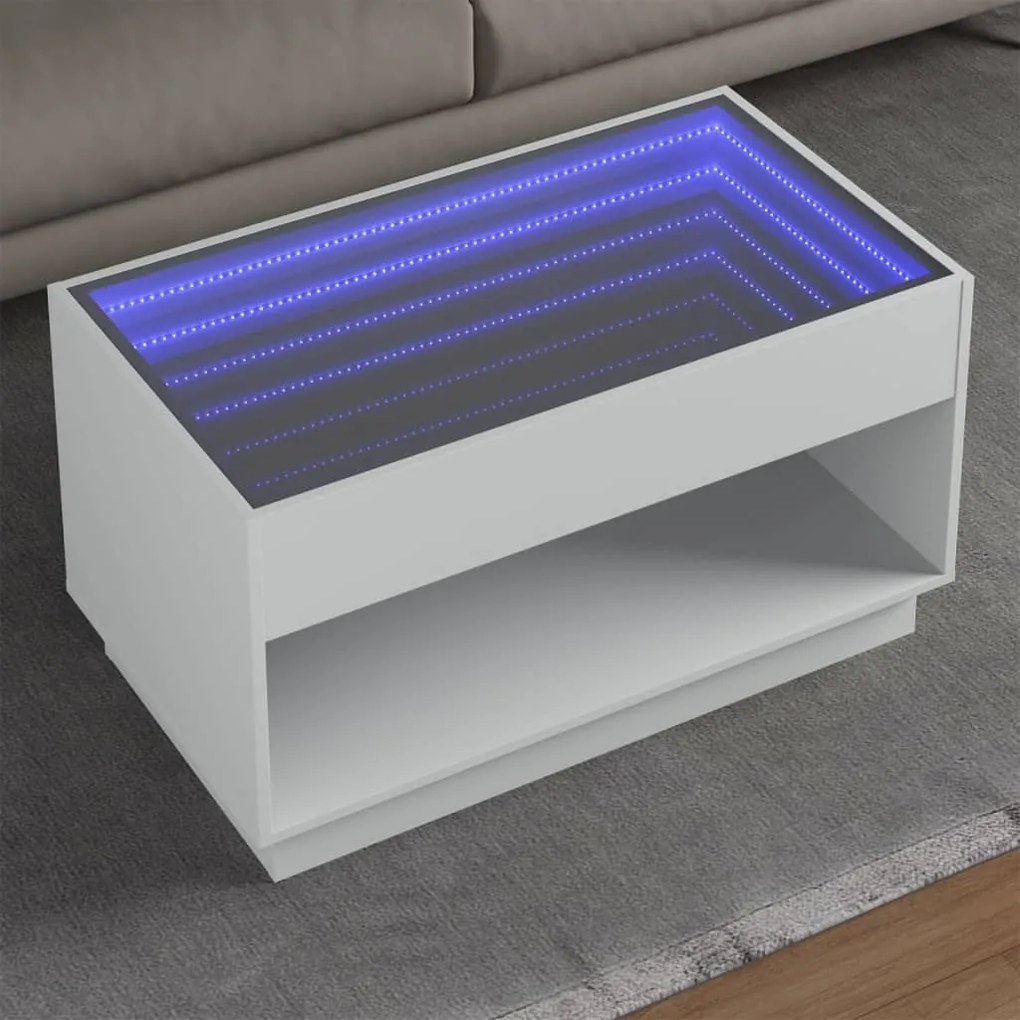 Tavolino Da Salotto Con Led Infinity Bianco 90x50x50 Cm /