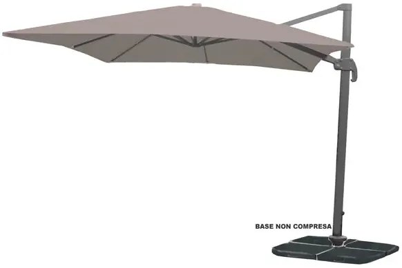 Ombrellone a braccio Deluxe 3x3 mt – Struttura grigia, telo tortora
