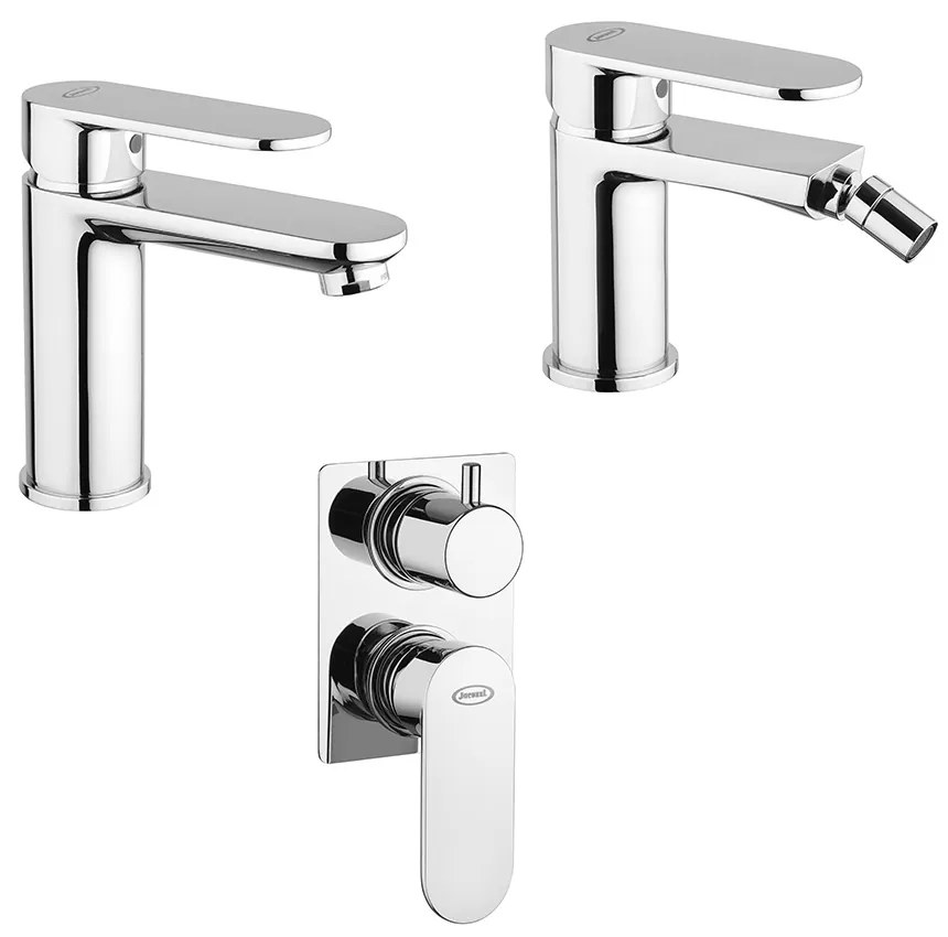 Set miscelatori lavabo e bidet per piletta click clack doccia incasso con deviatore Jacuzzi Rubinetteria Borea