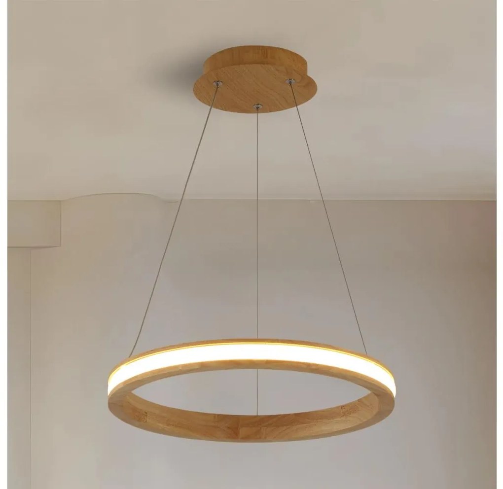 Brilagi - Lampadario LED a sospensione con cavo UMEA WOOD LED/30W/230V Ø 40 cm, in legno di caucciù