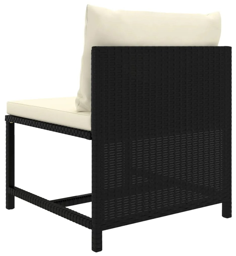 Set Divani da Giardino 7 pz con Cuscini in Polyrattan Nero