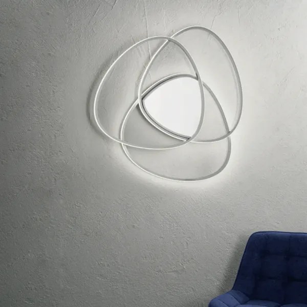 Plafoniera Led ROSE dimmerabile in metallo verniciato Argento D64 cm
