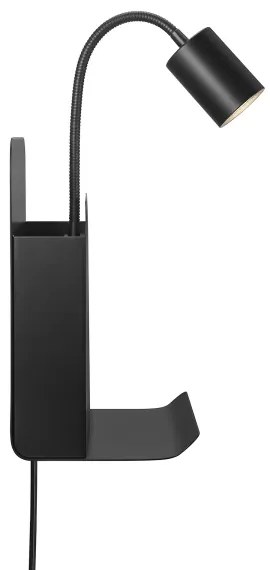 Nordlux - Lampada da parete ROOMI con mensola e USB 1xGU10/8W/230V nero