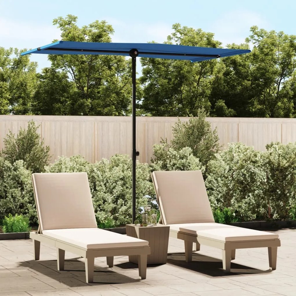 Ombrellone Da Giardino Con Palo İn Alluminio 180x110 Cm Azzurro /