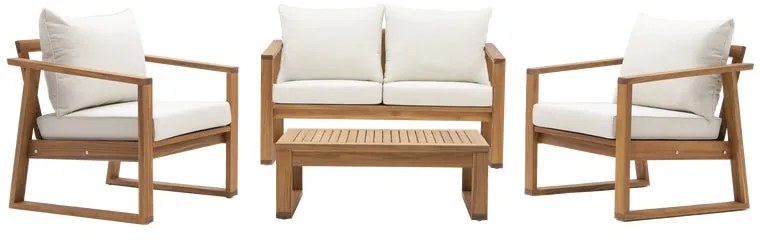 Salotto da giardino per 4 persone giallo Solaris NATERIAL con cuscini in poliestere beige